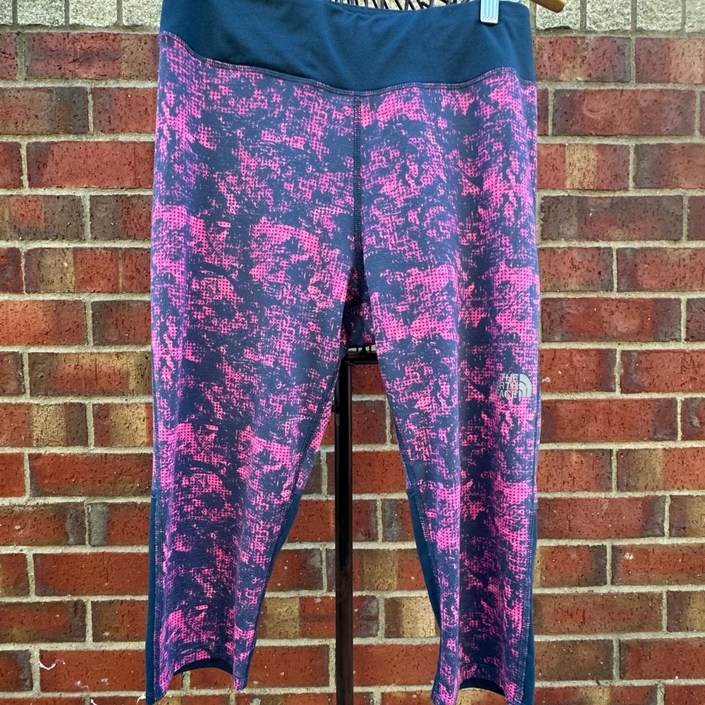 The North Face Activewear Crop Flashdry Legging Navy Pink Workout Yoga XL